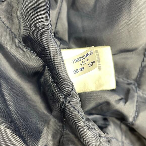 🔥American Eagle Wool Blend Plaided Red Blue Military Style Peacoat Jacket Sz M - Picture 12 of 16